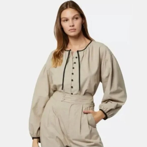 Joie Button-Up Balloon Sleeve Blouse - Picture 2 of 6